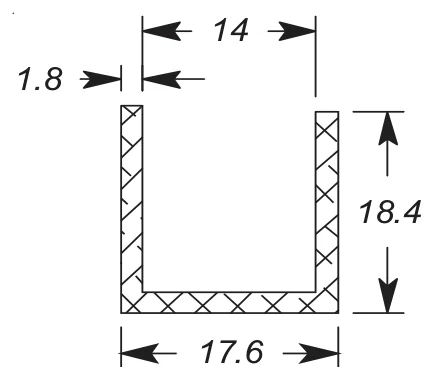18mm Aluminium Channel technical drawing (CH18)