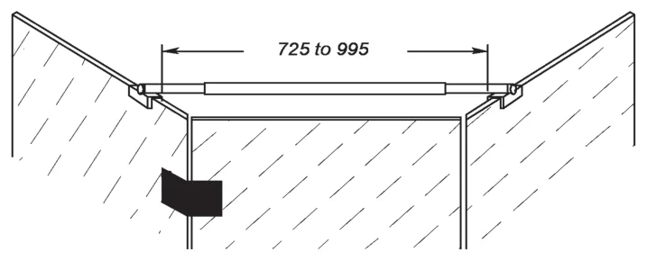 135° Glass to Glass Adjustable Round Header Bar technical drawing (FGGB700)