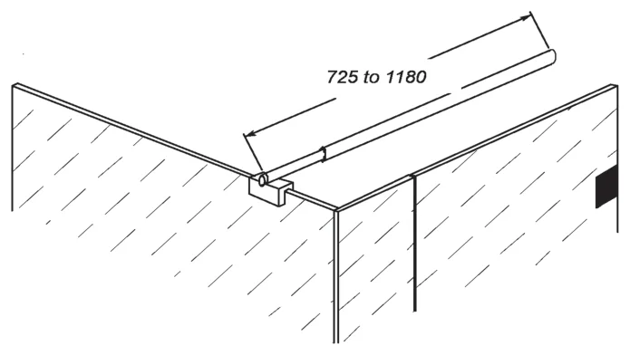90° Glass to Wall Adjustable Round Header Bar technical drawing (FGWB700)