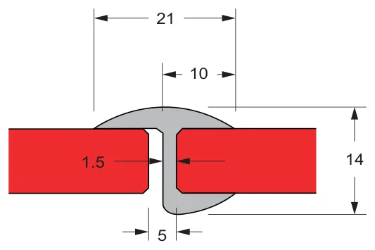 Channel and Flexible Fin Water Seals, 10mm glass technical drawing (FWS-10-01)