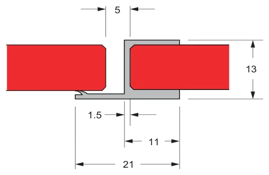 Channel and Rigid Fin Water Seals, 10mm glass technical drawing (FWS-10-03)
