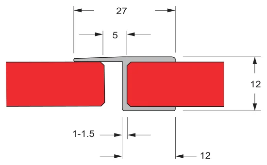 Rigid Channel and Flexible Fin Water Seals, 6/8/10mm glass technical drawing (FWS-10-11)