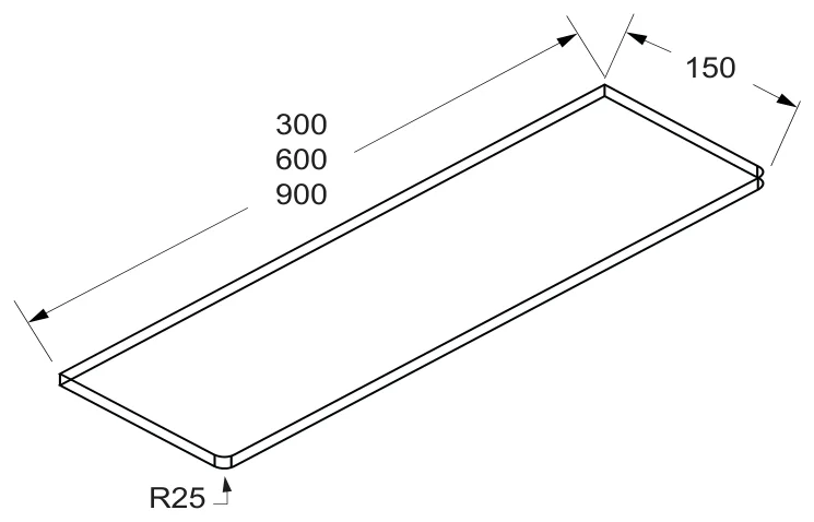 300mm Straight Shelf technical drawing (GS-RECTO 300)