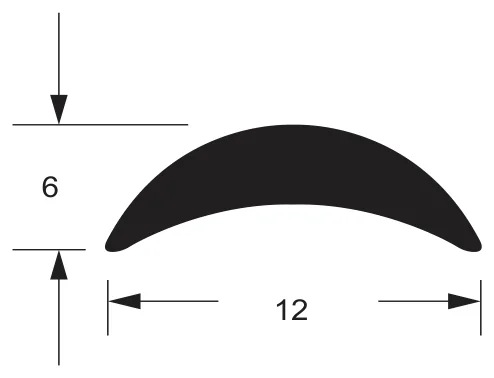 Half Round Water Bar, aluminium technical drawing (HR1)