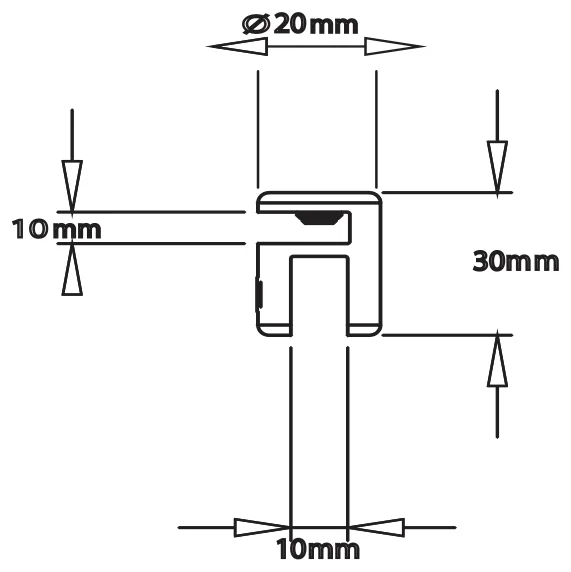 Round Overpanel Fitting, 6mm to 10mm technical drawing (OPF1)