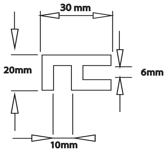 Square Overpanel Fitting, 6mm to 10mm technical drawing (OPF1 SQ)