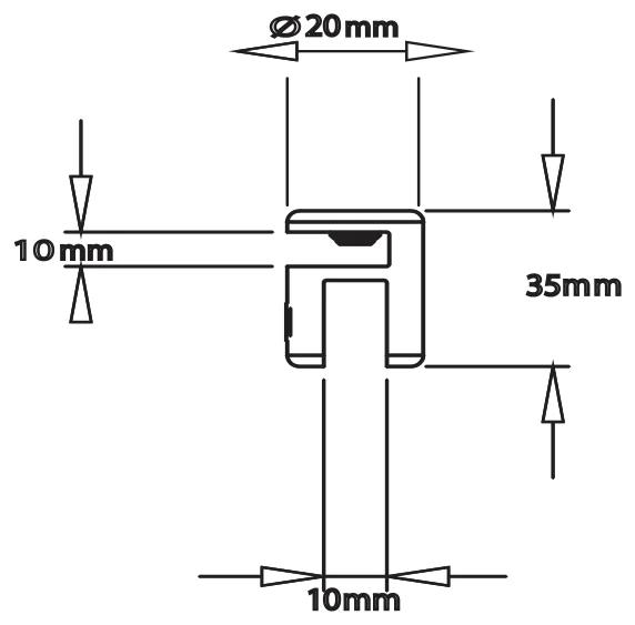 Round Overpanel Fitting, 10mm to 10mm technical drawing (OPF2)