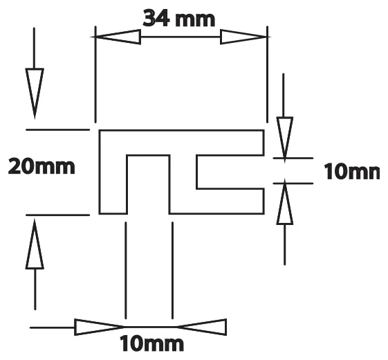 Square Overpanel Fitting, 10mm to 10mm technical drawing (OPF2 SQ)