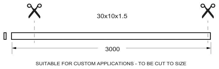 Sliding Shower Rail, 2400mm No Holes technical drawing (OPT7 EXT)
