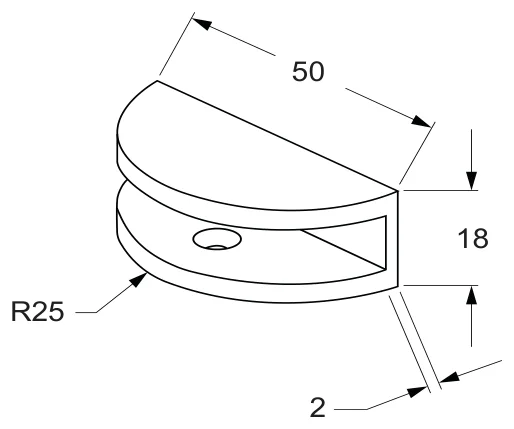 Half Round Shelf Bracket technical drawing (SB10)