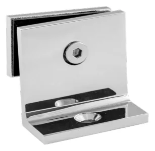 90° Glass to Wall/Floor Bracket, short square backplate and short leg (SB50 C1 SQ)