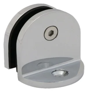 90° Glass to Wall/Floor Bracket, full round backplate and short leg (SB50 C2)