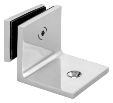 90° Glass to Wall/Floor Bracket, short square backplate and full leg (SB50 C3 SQ)