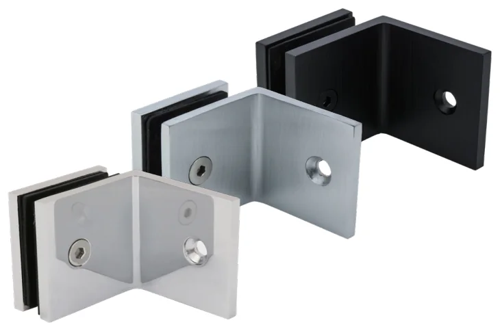 90° Glass to Wall/Floor Bracket, square (SB50 SQ)