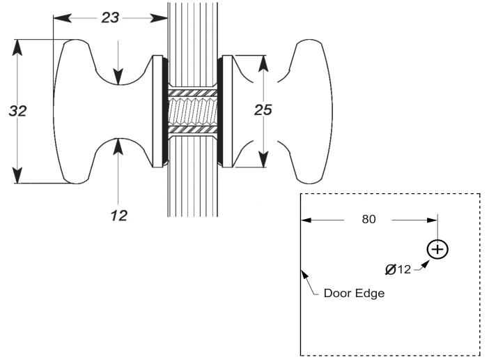 Cone Pull Knob Set technical drawing (SK35)