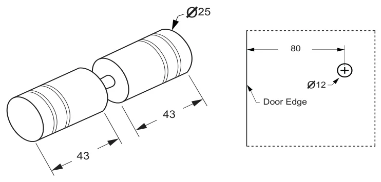 Big Groove Pull Knob Set technical drawing (SK40)
