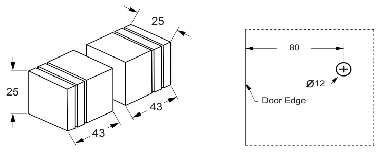 Big Square Pull Knob Set technical drawing (SK40 SQ)