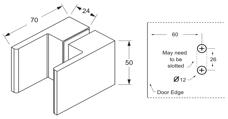 Oblong Pull Handle Set technical drawing (SK50)