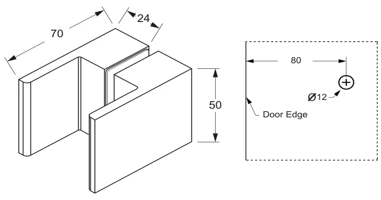 Curve Pull Handle Set technical drawing (SK50 L)