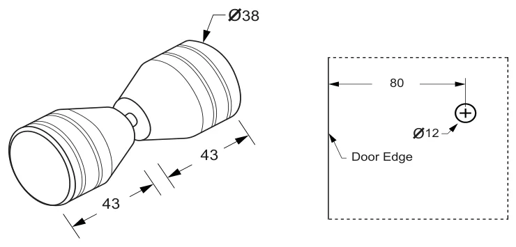 Pull Knob Set, round technical drawing (SK60)