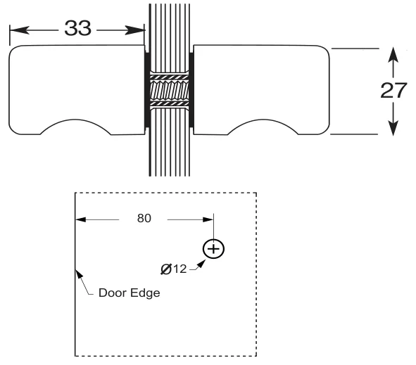 Round Pull Knob Set technical drawing (SK70 RD)